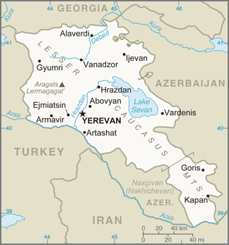 Armenia Map, Capital Yerevan