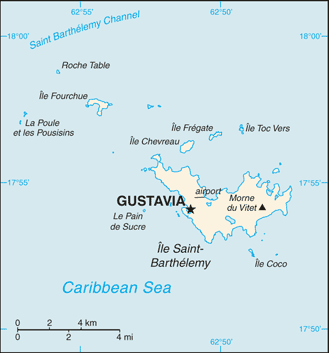 Saint Barthélemy Country data, links and map by administrative structure