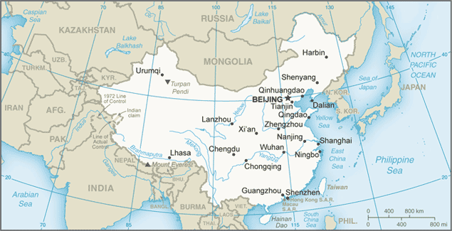 mapa chin China | World Factbook