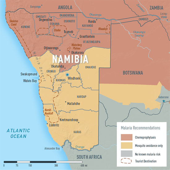 Map 2-19. Malaria in Namibia