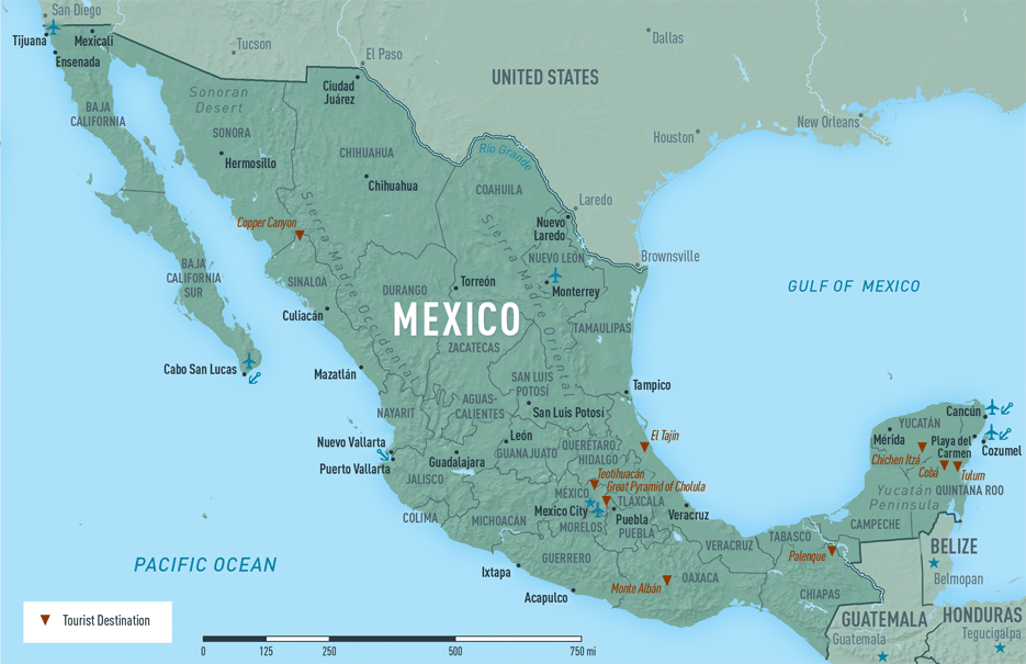 Map 10-9. Mexico destination map