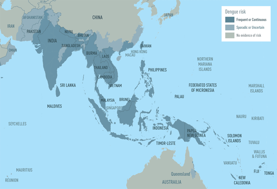 Map 4-3. Dengue risk in Asia and Oceania