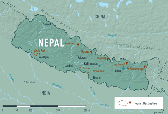 Map 10-14. Nepal destination map